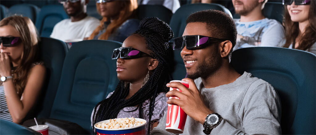 African couple at the cinema